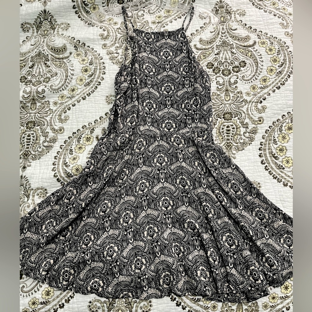 Black and White Floral Skater Dress